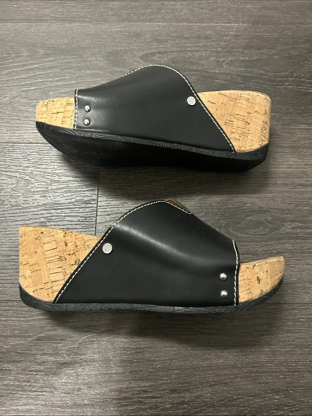 bussola Formentara Black Open-Toe Slip-On Wedge Mules